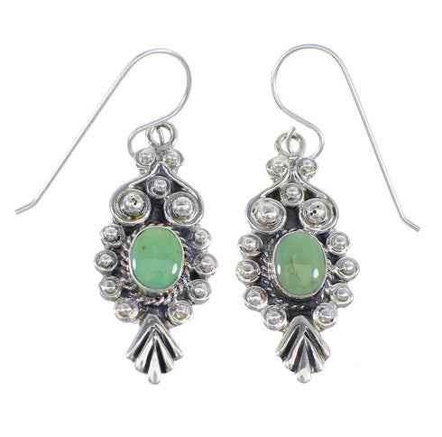 Southwestern Turquoise And Silver Hook Dangle Earrings RX54637